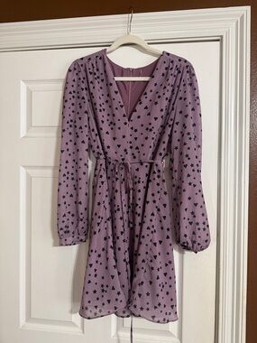 Glamorous Lavender Star-Print Long Sleeve Wrap Dress